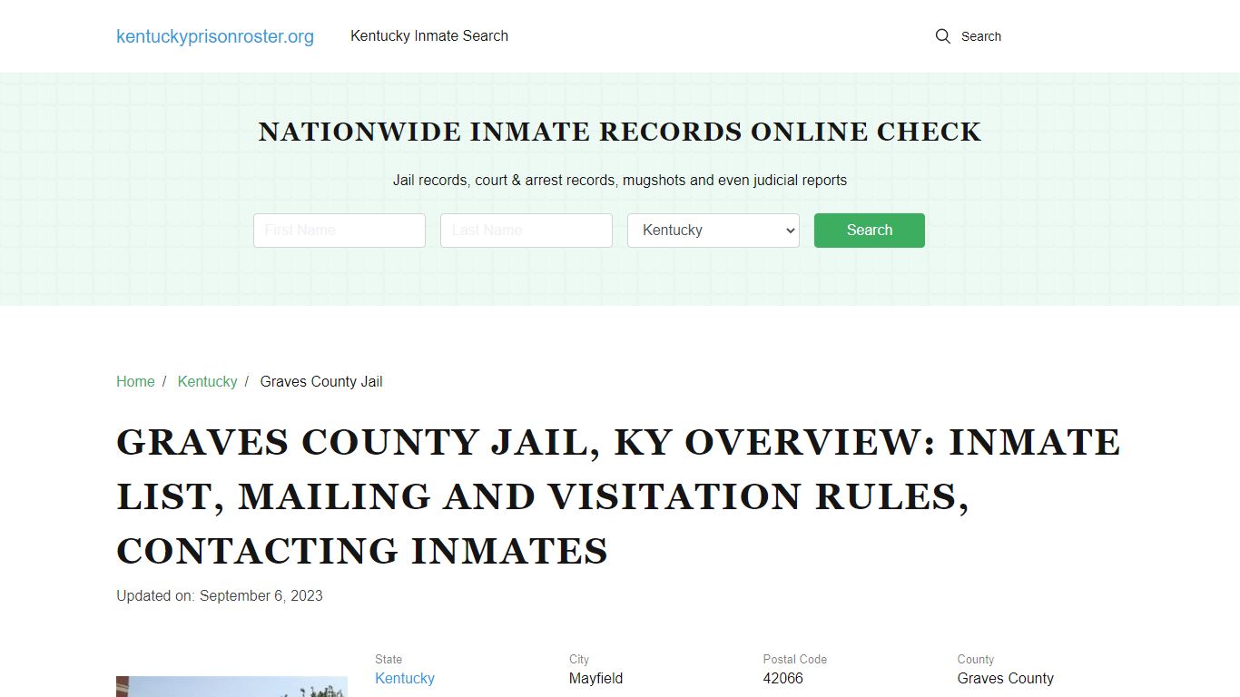 Graves County Jail, KY: Offender Search, Visitation & Contact Info